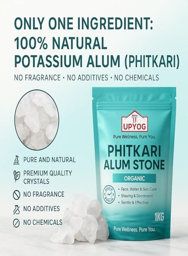 UPYOG Organic Phitkari Alum Stone 1KG | Natural Fitkari for Face, Skin Tightening, Water Purification, Shaving & Teeth Care | Premium White Alum Crystals | Gentle & Effective Fitkiri Stone - Image 4